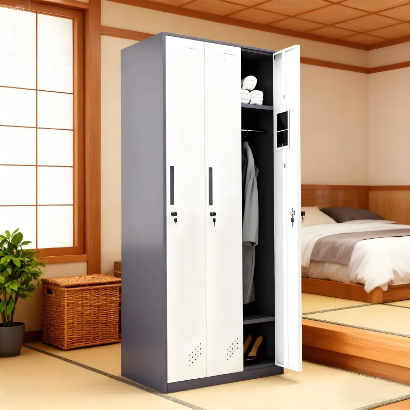 

3-Door Knock Down Narrow Design Easy Assembly Steel Wardrobe for Gym School Secure Clothes Storage Cabinetpromote sales