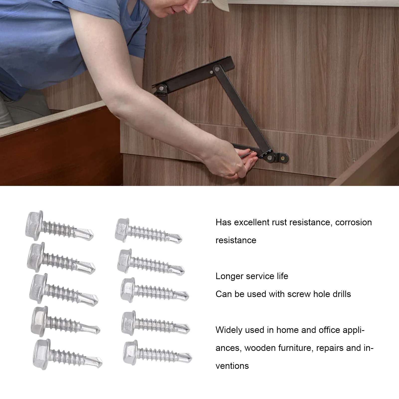 100 Pcs Self Drilling Screw 4.2x19mm 4.8x19mm 401 Stainless Steel Hex Self Tapping Screws Drill Screws Hex Self Drilling Screw