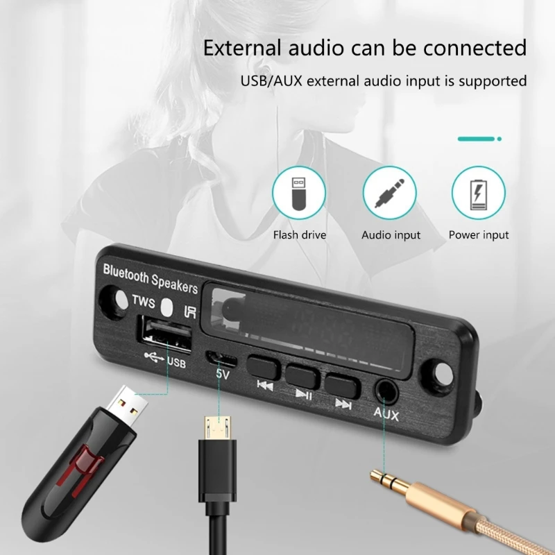 MP3 WMA Decoders Board Wireless Stereo Receiver with Bluetooth-compatible Handsfree Calling Support Call Recording AOS