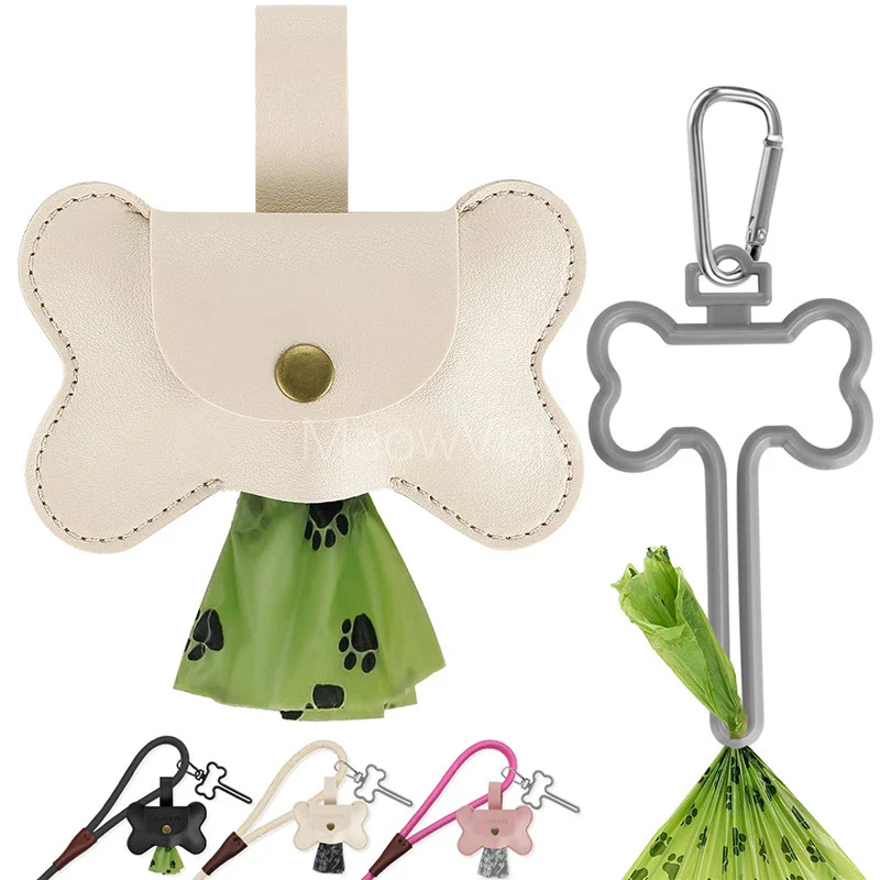 

Portable PU Leather Dog Poop Bag Dispenser Durable Waterproof Bone-Shaped Dog Waste Bag Holder Pet Outdoor Cleaning Supplies