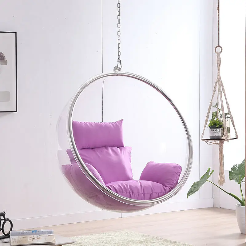 Transparent Bubble Chair Hemisphere Hanging Chairs Acrylic Hanging Basket Swing  Lounge Chair Hanging Ball Space Patio Swings