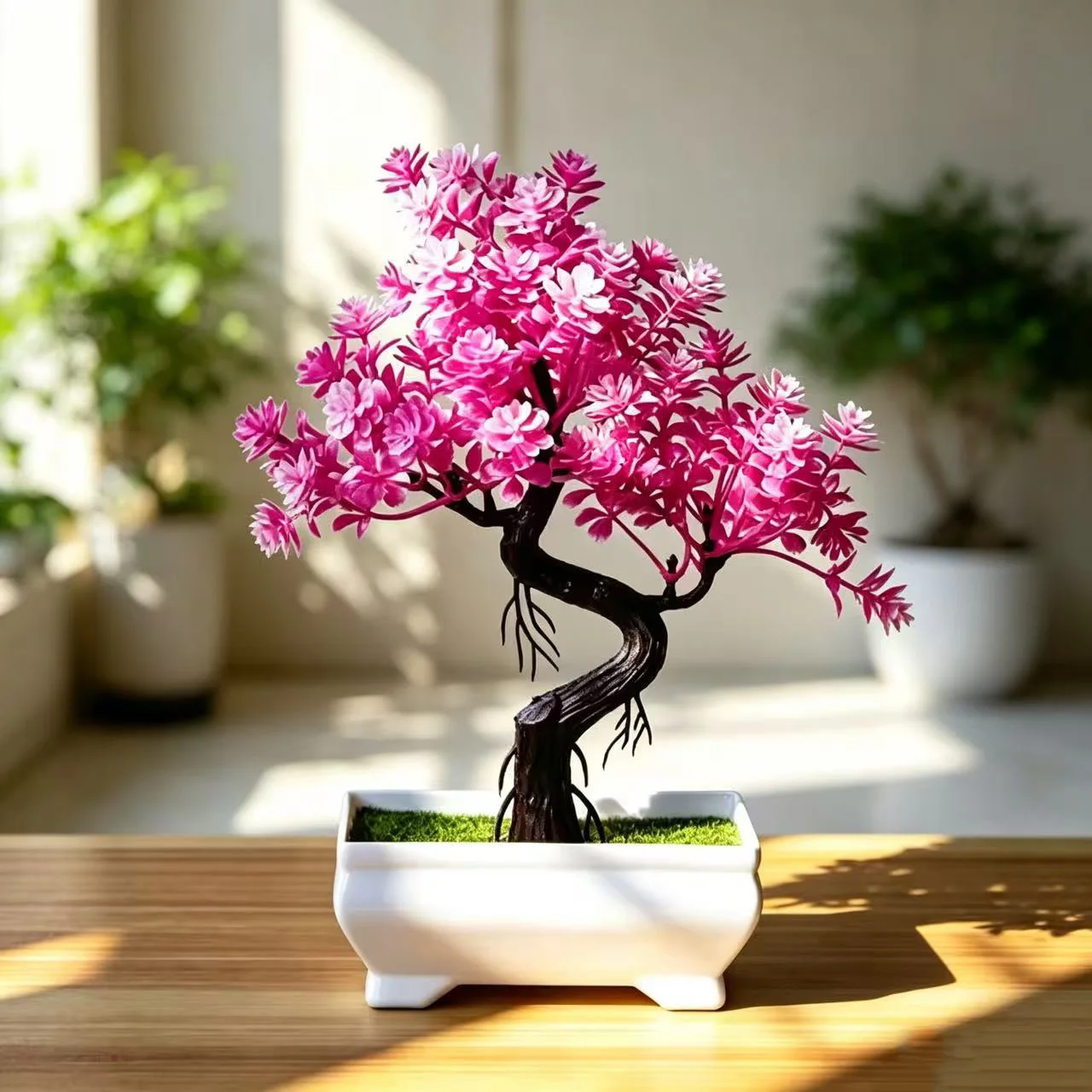 Artificial Plants Bonsai Small Tree Pot S-Shape Trunk Fake Plant Flowers Potted Ornaments For Home Room Table Hotel Garden Decor