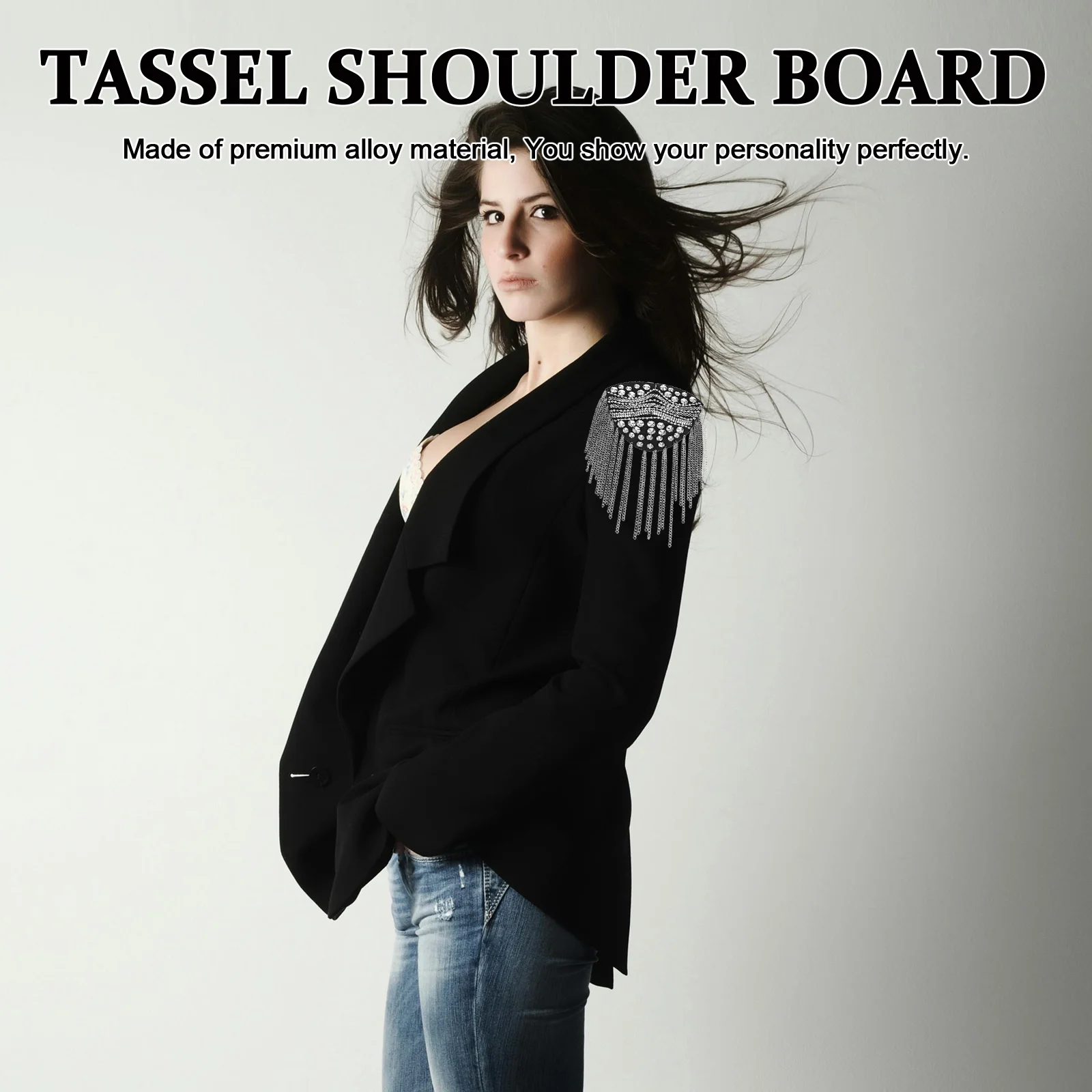 Para ozdobnych nitów z frędzlami na ramię, styl vintage, kostium księcia, srebrne, wytrzymałe, modne, męski, stylowy dodatek, rękodzieło, akcesoria do szycia.