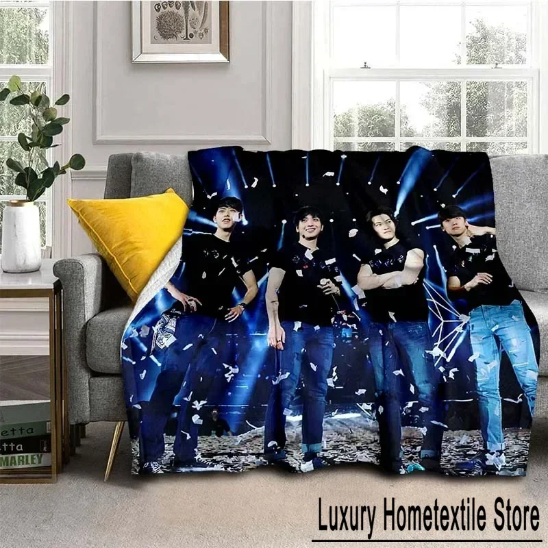 Korea C-CNBLUE Band Patterned Lightweight Flannel Blanket,Warm Soft Cozy Blanket Home Decor Birthday Gift For All Season Blanket