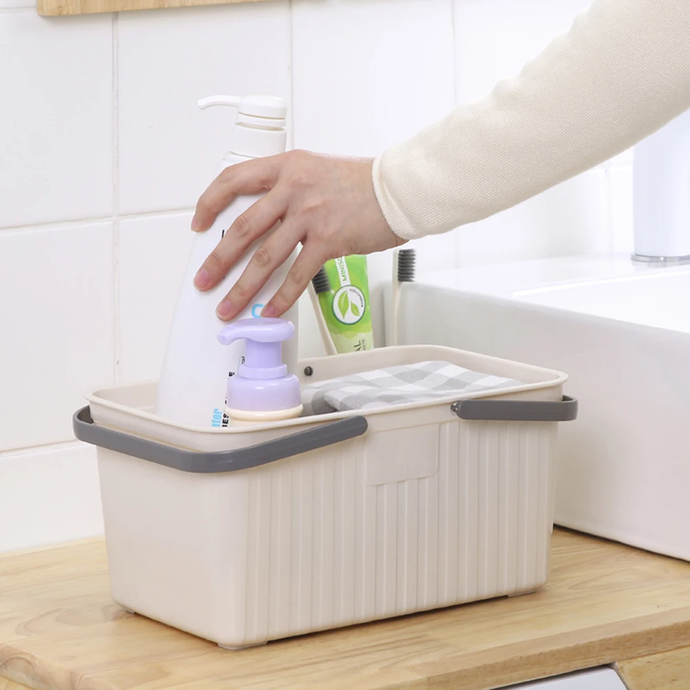 

Portable Bath Basket For Bathroom Storage Organizer Portable Plastic Bath Basket Foldable Drainage Lightweight Home Use