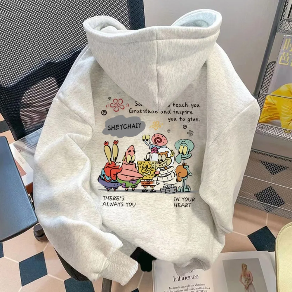 

Kawaii SpongeBob SquarePants Printed Hoodie Anime Cartoon Cute for Men Women Loose and Leisure Versatile Coat for Autumn Winter