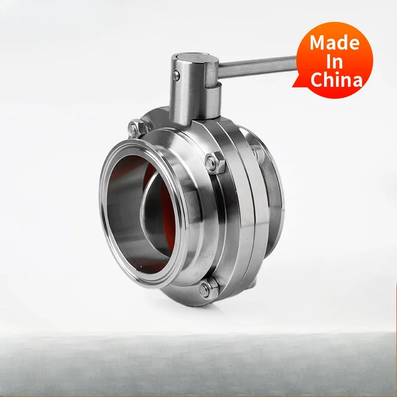 304 stainless steel sanitary grade quick installation butterfly valve clamp type food grade polishing quick link valve switch