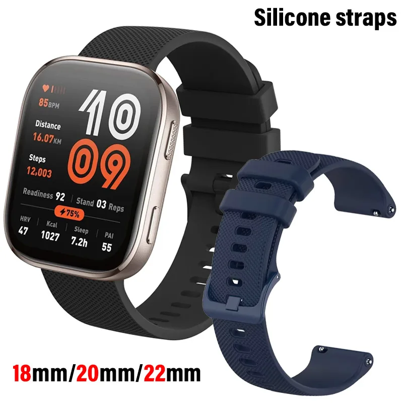 18mm/20mm/22mm Silikonbänder für Amazfit GTS 4/3/2/2e/4 Mini/GTR 4/3/3 Pro/2/2e Sportarmband Amazfit Bip 6-5-3/u/s/pro Band