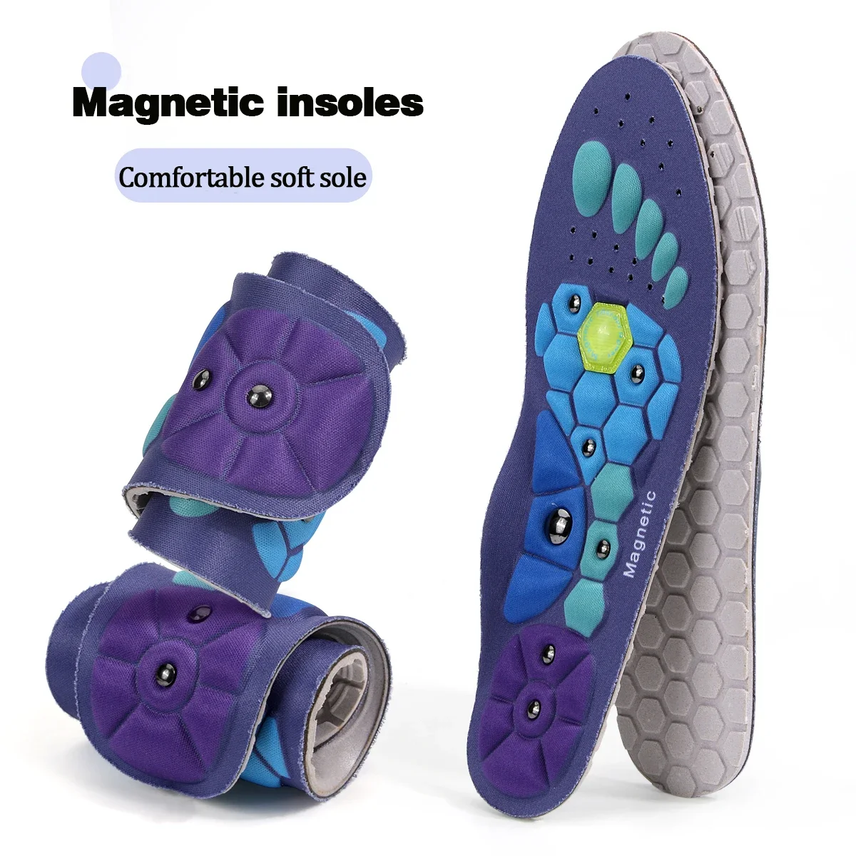 

Magnetic Therapy Insoles for Women & Men - EVA Acupressure Massage Orthopedic Shoe Pads for Pain Relief & Wellness（1 pairs）