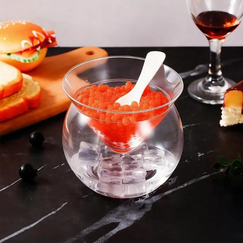 Kaviar-Serviertablett aus Glas, hitzebeständig, kältebeständig für optimale Kaviarkonservierung, 3 x – Detail 8
