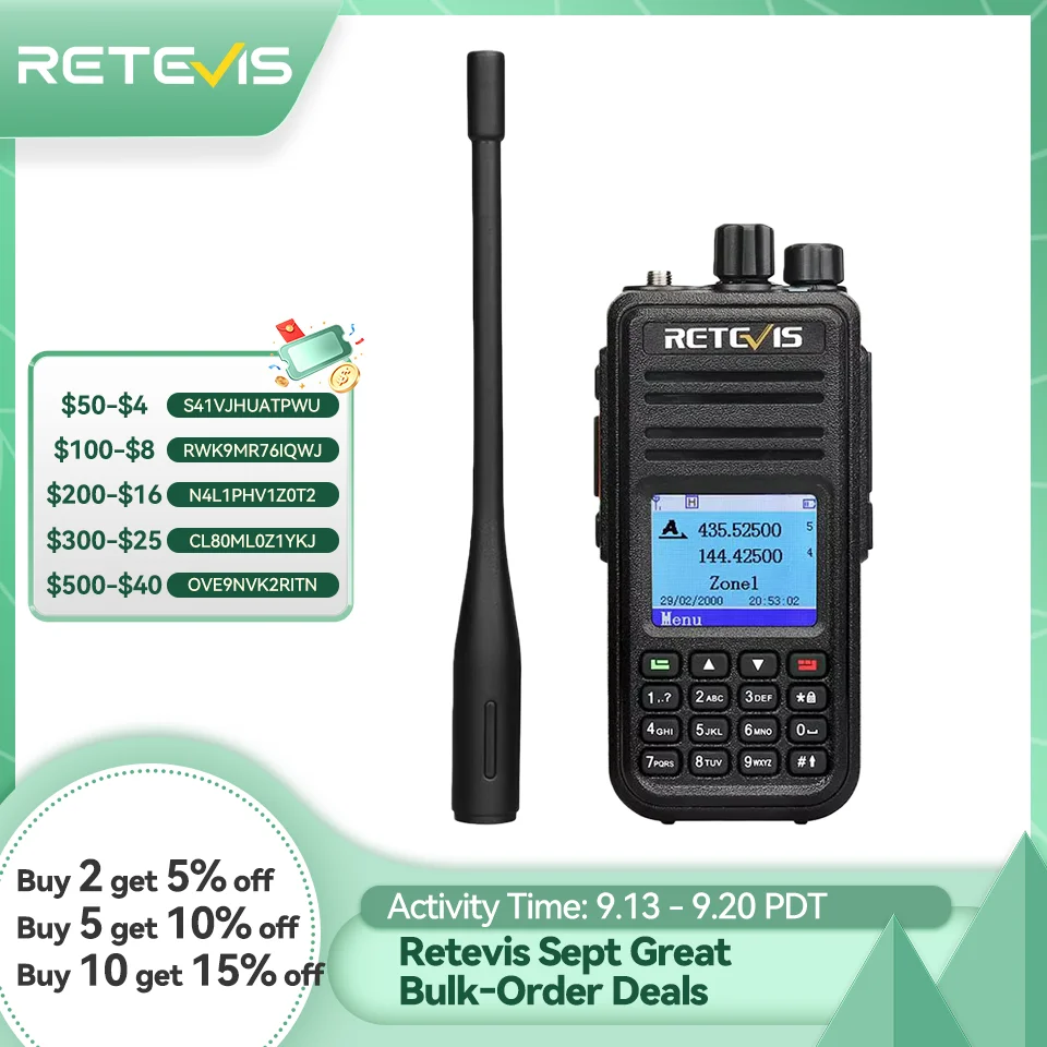 Retevis RT3S Walkie Talkie DMR Radio Long Range Walkie Talkies Camping Ham Radio UHF VHF GPS AES256 Encryption Digital Portable