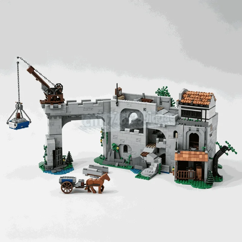 4515 Parts Medieval Waterfront Fortress Castle Model Custom Building Blocks DIY Assembly Ancient Scene Display Collection Gifts
