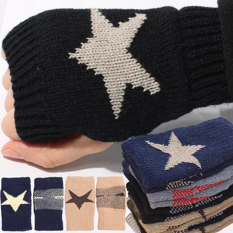 Gants Pentagramme sans Doigts pour Hommes et Femmes, Chauds, Doux, Laine, Bras Ogo, Flexibles, Réchauffeur, Hiver, Mode, Y2k