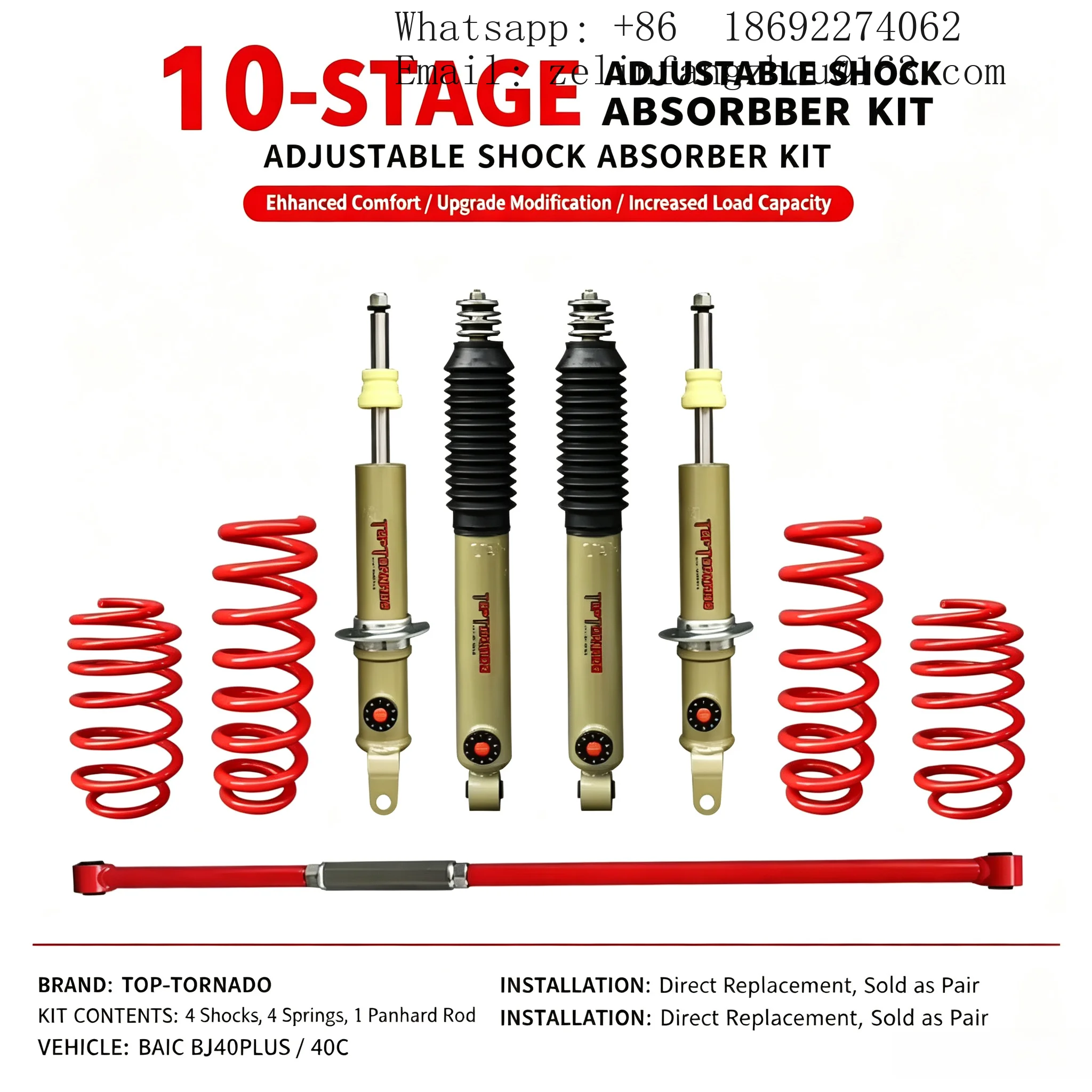 2 Inch Suspension Lift Kit Adjustable Soft Hard Shock Absorbers for BEIJING BJ40 4x4 Off Road Heavy Duty Upgrade