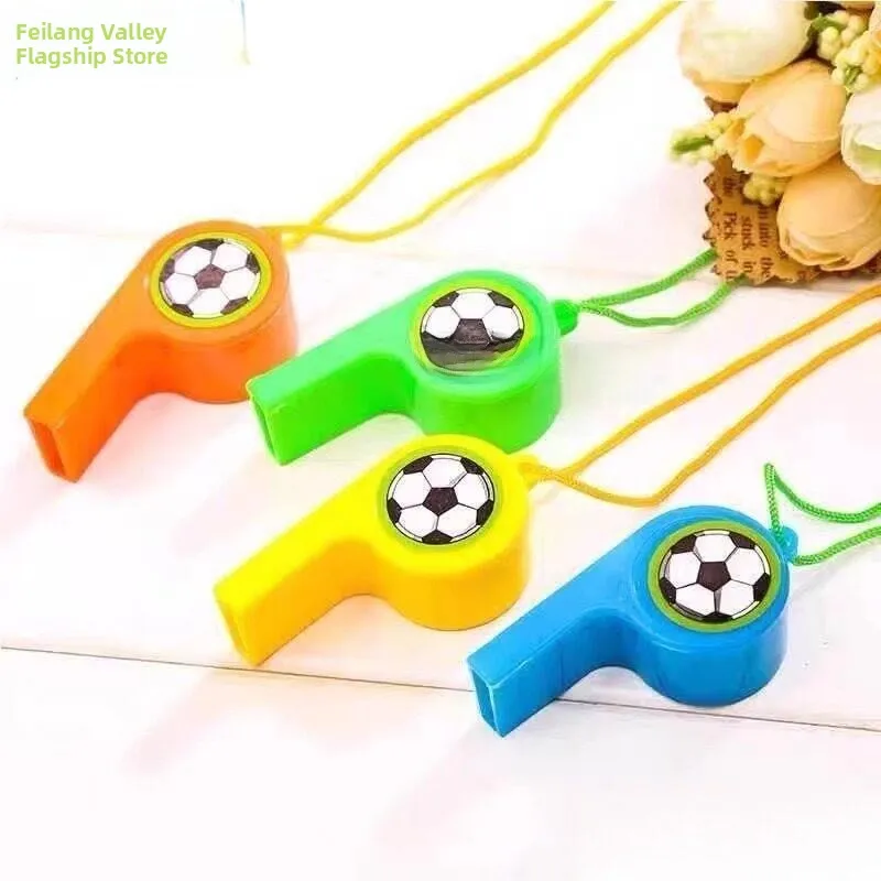 

New Plastic Whistle with Lanyard for Sports Games Children's Toy Survival Cartoon Baby Judge Cord Puller Cheerleading