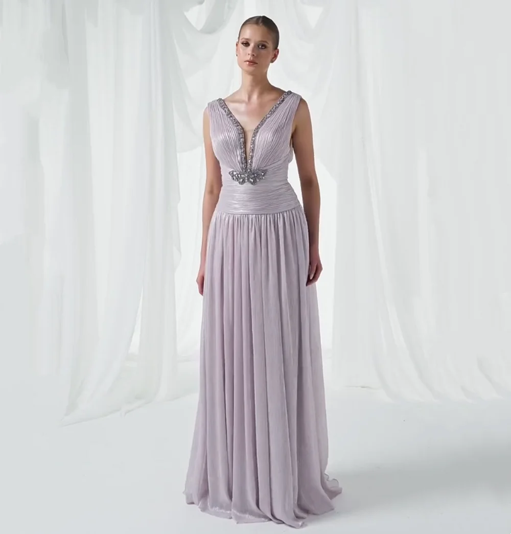 Maßgeschneiderte, hochwertige Partykleider mit Strass-Glitzer, Abendkleider für Damen, ärmellos, A-Linie, lange Kleider, klassisch