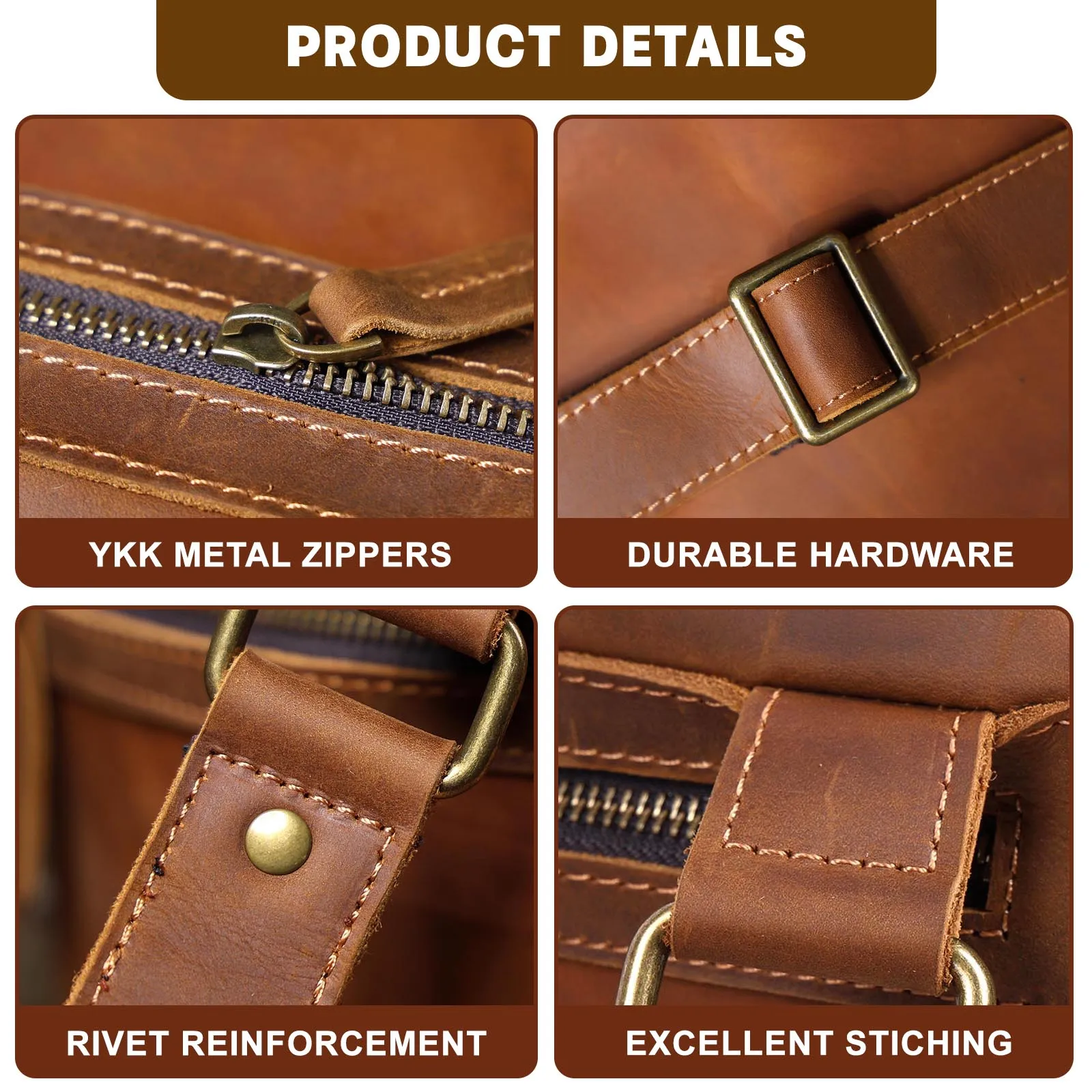 Echte Leder Herren-Freizeit-Umhängetasche, Mini-Handytasche, Crossbody-Tasche, Modische Rindsleder-Brusttasche aus Crazy Horse Leder – Detail 11