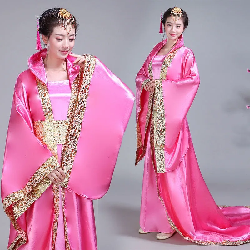 Chinês Hanfu Cosplay Elegante Roupas, Trailing Palace, Retro Roupas De Luxo, Queen Stage Performance