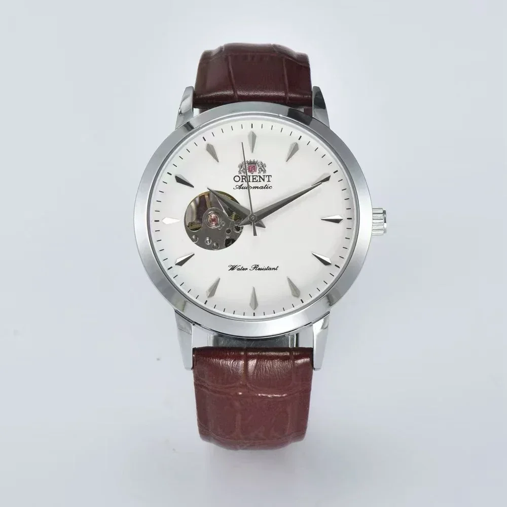 118A Store Orient Unisex Automatic Mechanical Watch Leather Strap World Time Skeleton Dial Sport Style