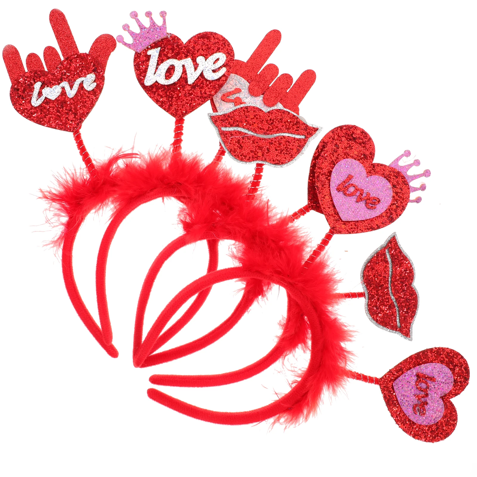 

4pcs Love Heart Hoops Valentine'S Day Headband Party Hair Accessories Heart Shaped Headbands Wedding Party Hair Decor