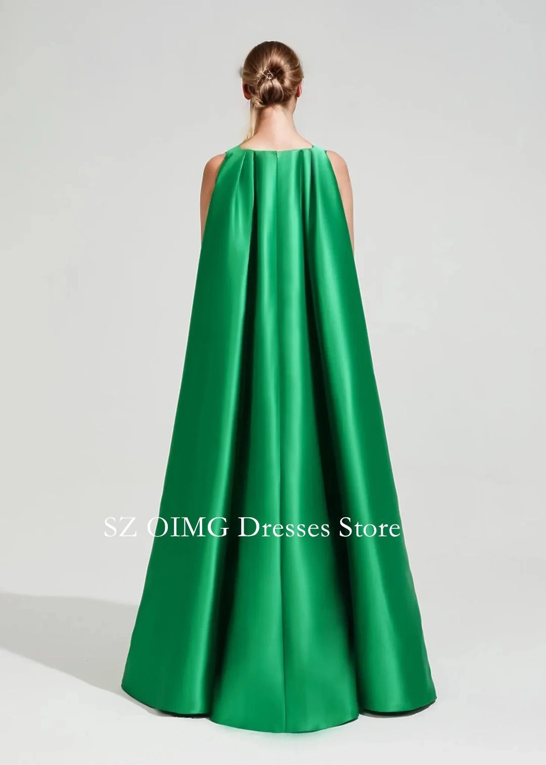 Square Neck 2024 New Summer Women\'s Maxi Green Satin Prom Dress with a Cape Fashion Elegant Celebrity Vintage Party Dress