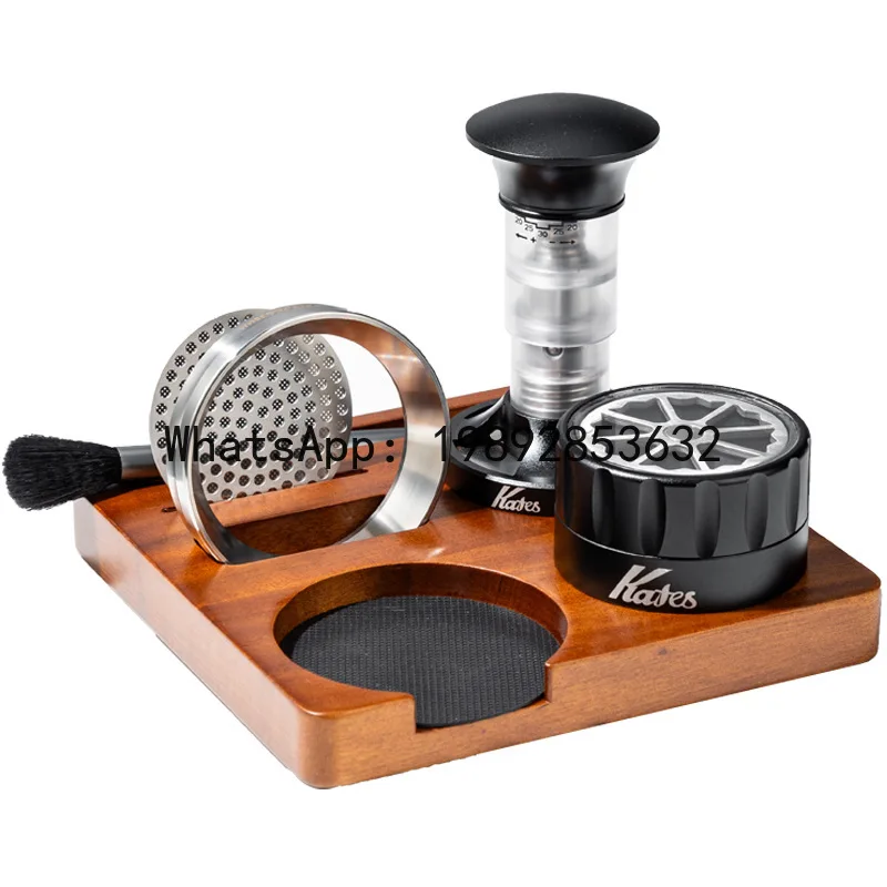 

PYJ walnut handle non-slip universal base storage box utensils coffee powder press set