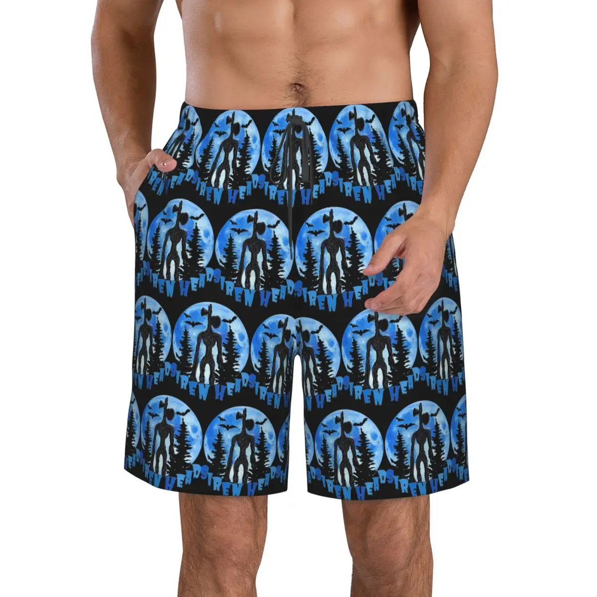 

Cartoon Horror Creepypasta Siren Head Trunks Beach Board Shorts Casual Quick Dry Swim Summer Men Pants