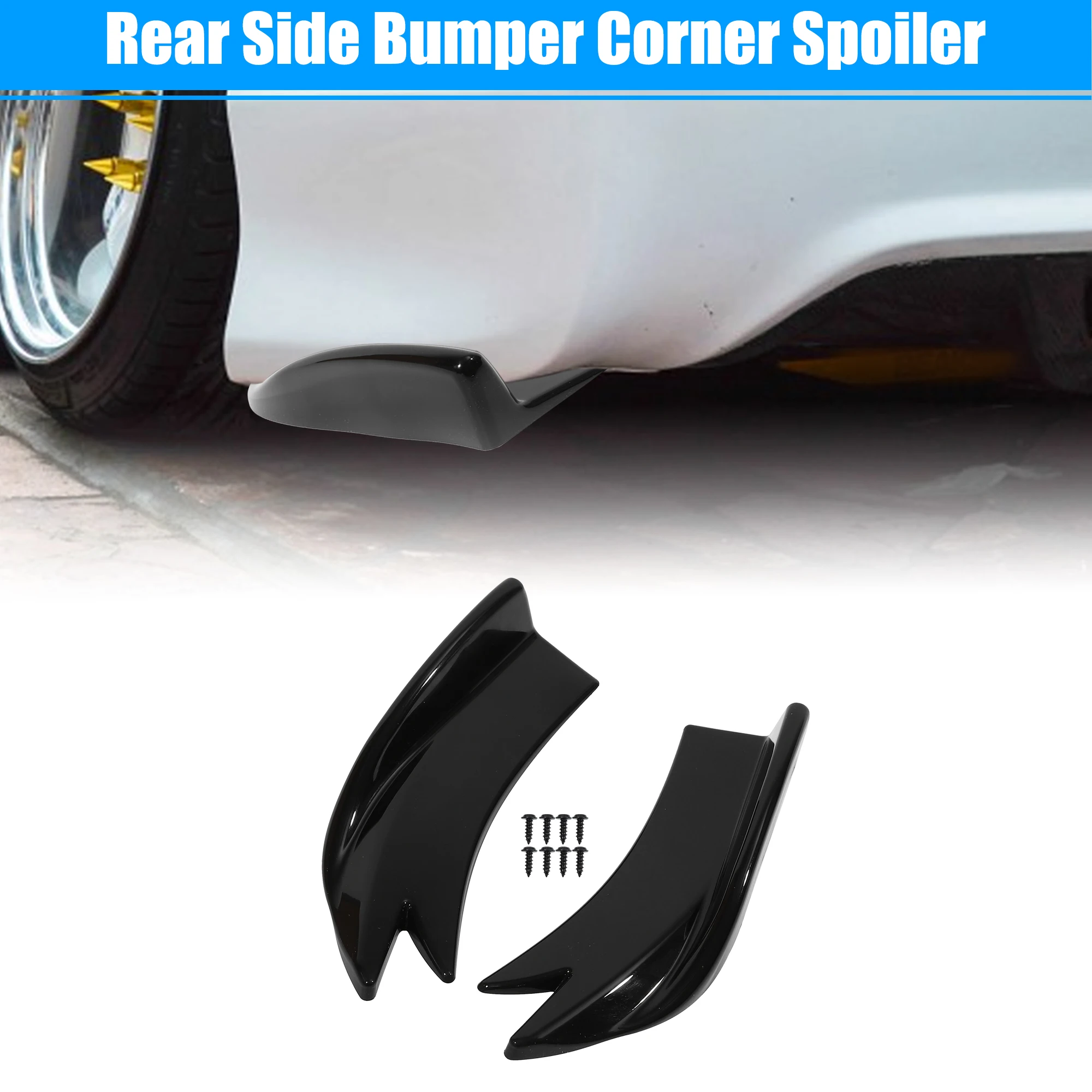 UXCELL 1Pair Universal Car Rear Bumper Lip Diffuser Splitter Canard Protector Body Kit Black Carbon Fiber