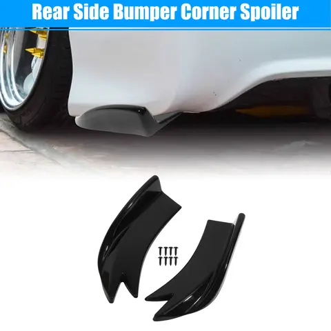 UXCELL 1Pair Universal Car Rear Bumper Lip Diffuser Splitter Canard Protector Body Kit Black Carbon Fiber