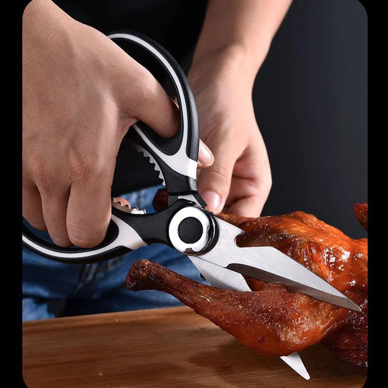 Kitchen Scissors Stainless Steel Multifunctional Non Slip Sharp Chicken Bone Scissors Chicken Wings Fish Killing BBQ Scissors