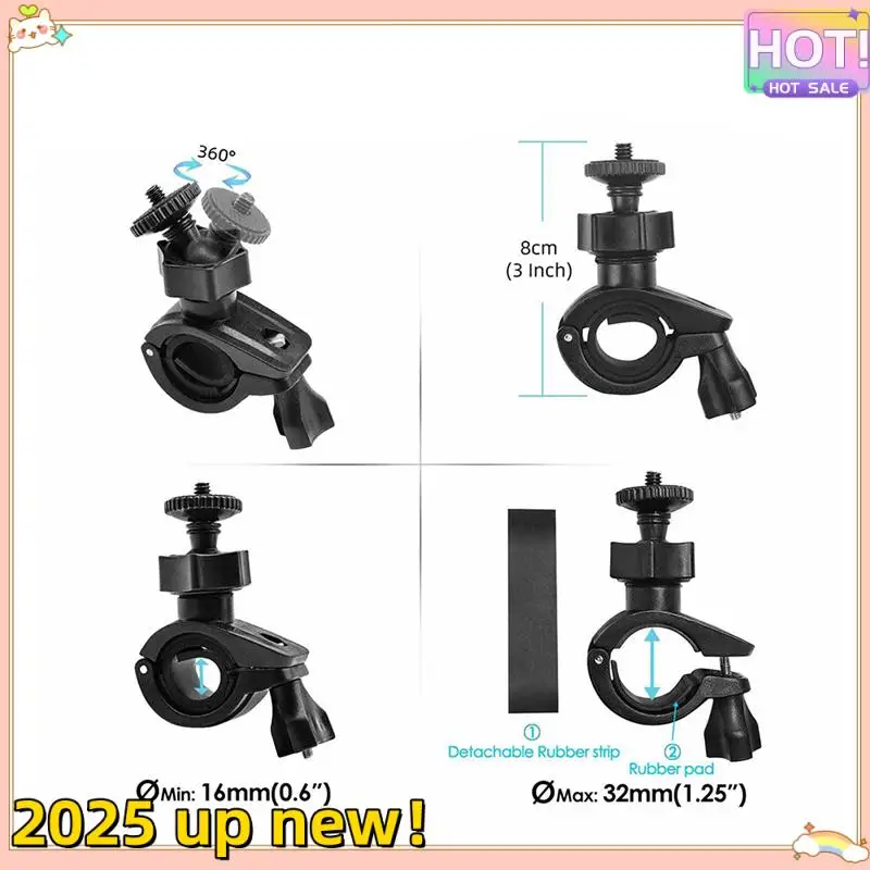 Classy-Bike 스포츠 카메라 클램프 마운트 홀더 클립 자전거 Insta360 GO3 액션 카메라 용 360도 회전 브래킷