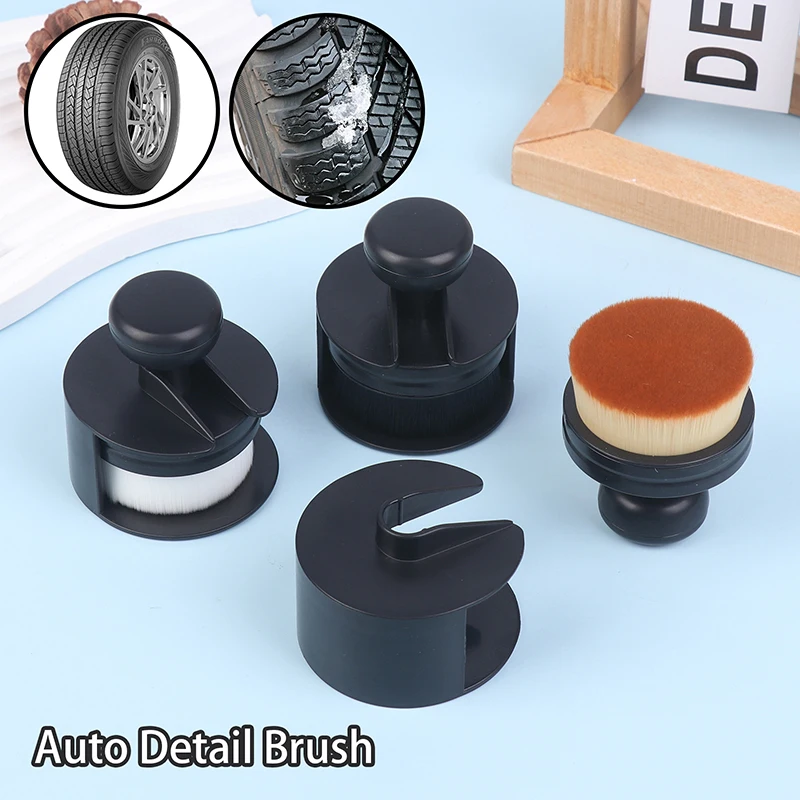 

Auto Detail Brush Portable Car Tire Brush With Seal Cover High Density Soft Detailing Brush For Tire Shine Polish Wax