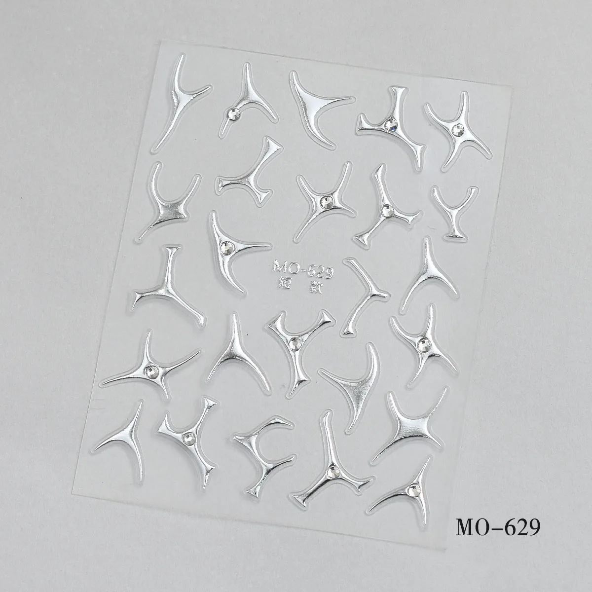 Silver Irregular Brozing Line Nail Art Stickers with Relief 3D Diamond Inlay DIY Self-Adhesive Nail Decals 1Sheet Line Sliders