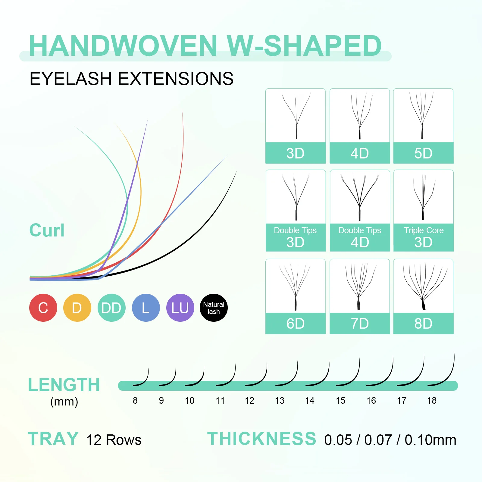 NAGARAKU 3D 4D 5D 6D W شكل مسبقة الصنع حجم مروحة WW رمش ملحقات لينة شبكة الرموش التكنولوجية ماكياج الرموش الصناعية #6