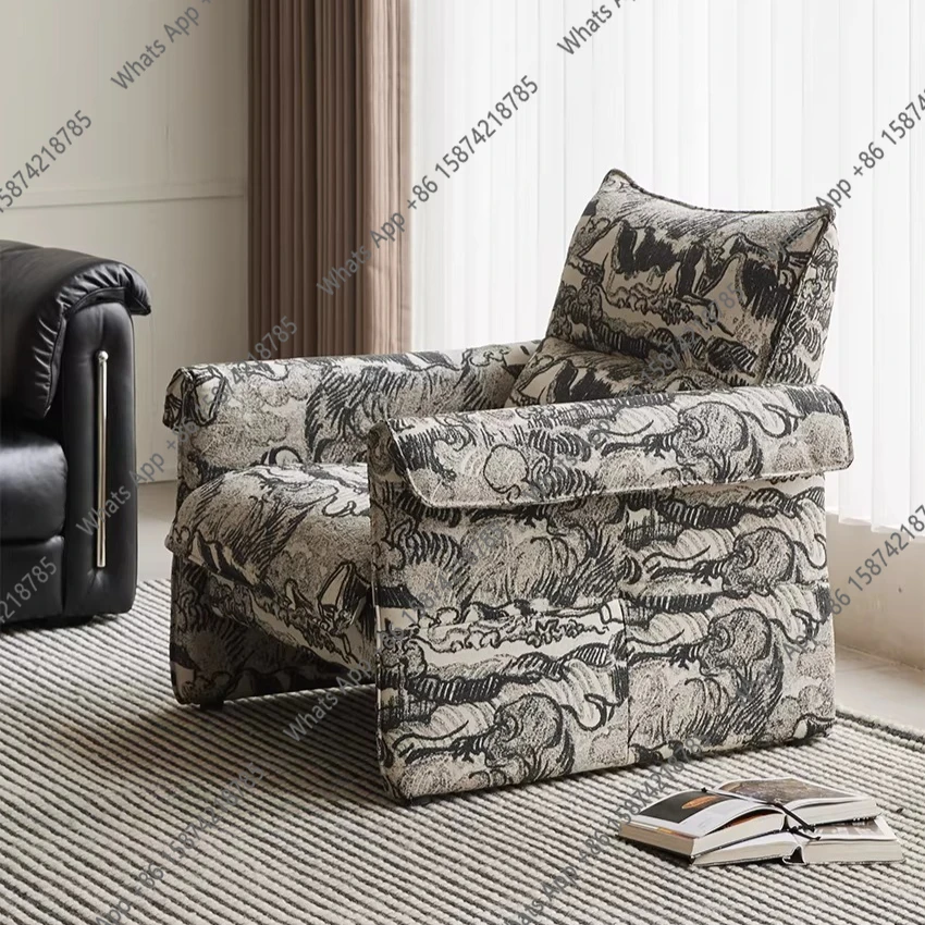 

Snowflake Leisure Chair French Cream Wind Balcony Cotton and Linen Lazy Sofa Bedroom Modern Simple Living Room Single Chair