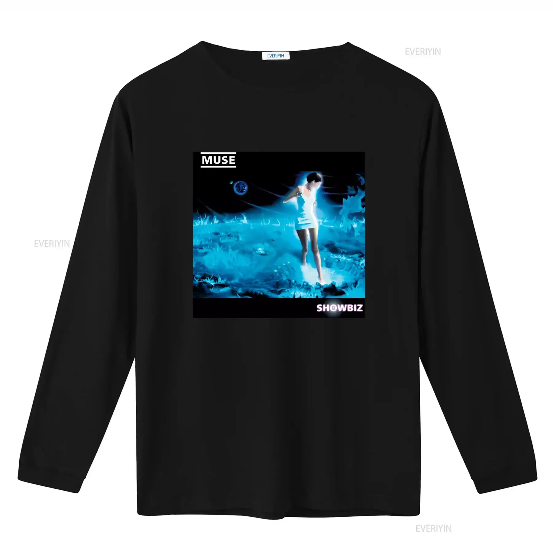 Muse Showbiz Matt Bellamy Official Men's T Shirt Futuristic Blue Glow Design vintage Washed streetwear Stretched Stylish