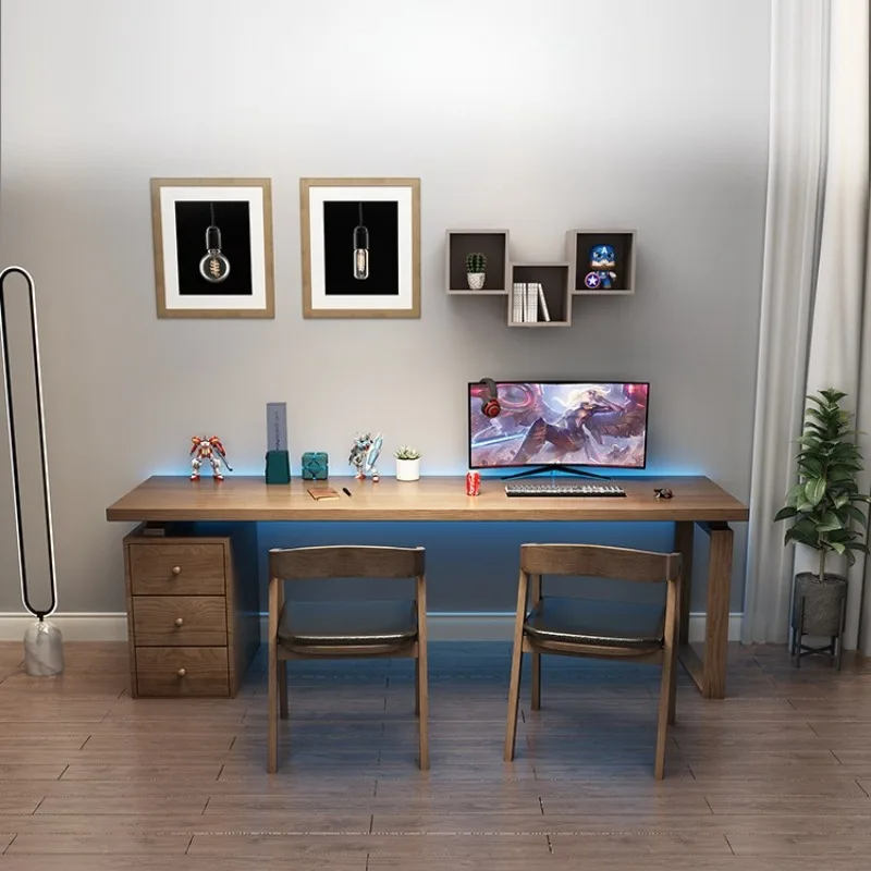 

Скандинавские компьютерные столы из цельного дерева, скандинавский креативный кабинет, офис, длинный письменный стол, офисная мебель Escritorio De Oficina FYCD