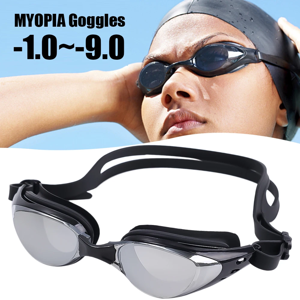 Myopia Swimming Goggles Glasses -1.0~-9.0 Waterproof Anti Fog Swim Goggle Eyewear Men Adjusatble Silicone Swimming Glasses Women