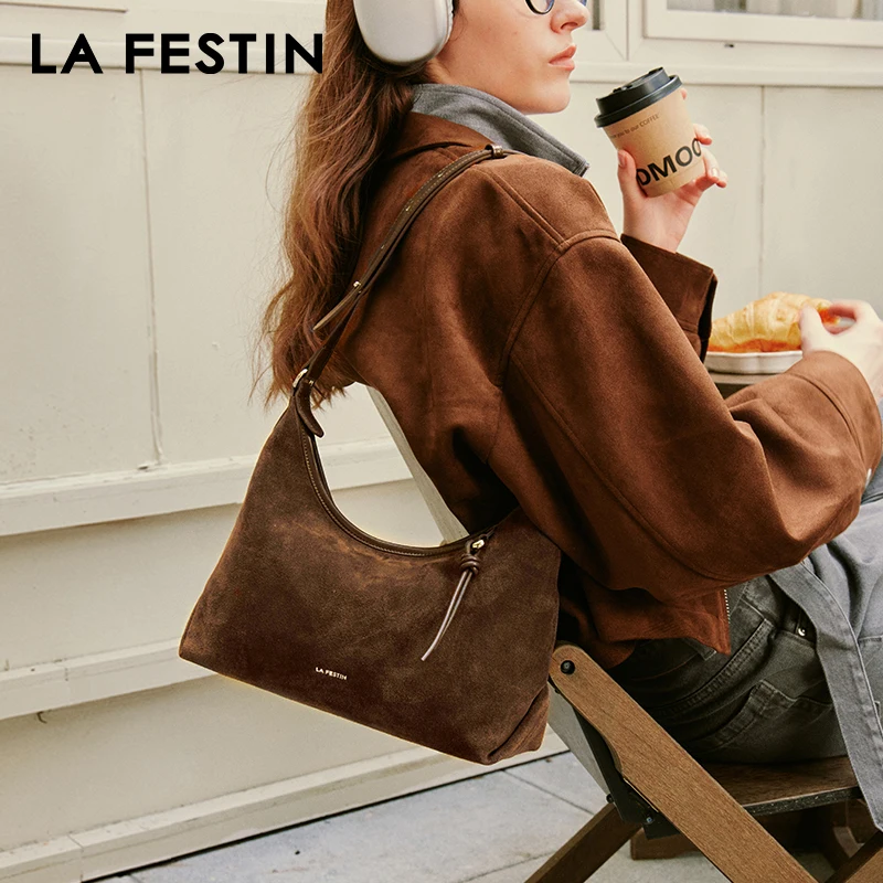 LA FESTIN Original Women Bag Leather Bag Handbag Suede Bag Fashion Shoulder Crossbody Bag Large Capacity Bag Luxury Brand Bag