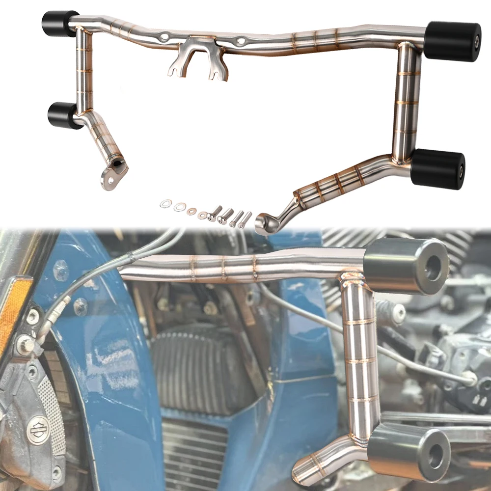 Highway Footpeg Crash Bar  Performance Two Step Engine Guard Sliders for Harley Touring 14-25 Stainless Welding Pattern