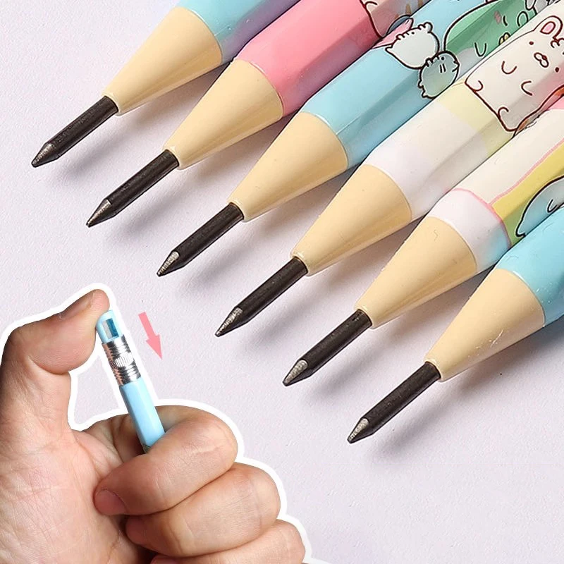 2.0 Mm Mechanical Pencils Set 4pcs Automatic Pencils with Sharpener Pencil Leads Students School Pens Kawaii Stationery Office