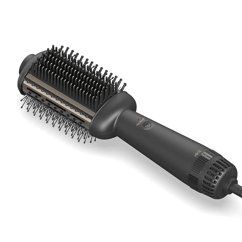 Customized Logo Electric Hair Brush Private Label Salon Hairdressing Nylon Brush Massage Hair Comb Black Hair Detangling Brush