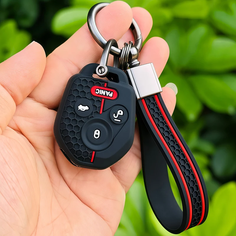 Keychain 4Button  Silicone Car Remote Key Cover for Subaru Legacy Tribeca Impreza Forester Xv Soft Shell Fob Skin Jacket Protect view 3