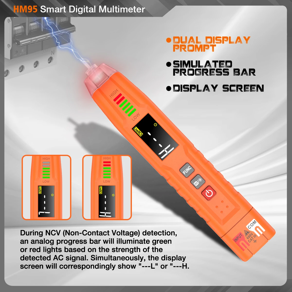 HOMTOOLS HM95 قلم صغير نوع متعدد رقمي احترافي 4000 التهم التيار المتناوب/تيار مستمر الجهد أوم ديود السعة هرتز أداة اختبار ذكية