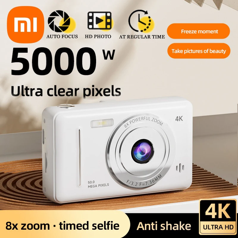 Xiaomi 4K Digital Camera Retro CCD Portable Card Camera 50 Million Pixels Auto Focus Dual Camera Flash Entry-level Camera 2025