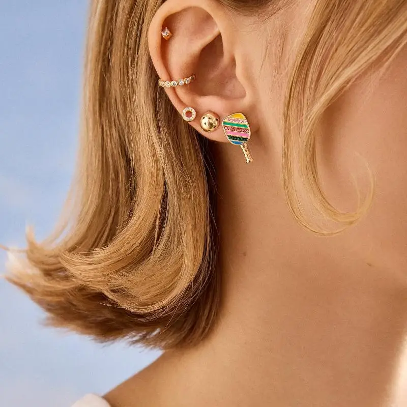 Creative Sports Series Design Stud Earrings For Women Small Cute AsymetricTennis Racket Basketball Golf Earring Fashion Jewelry