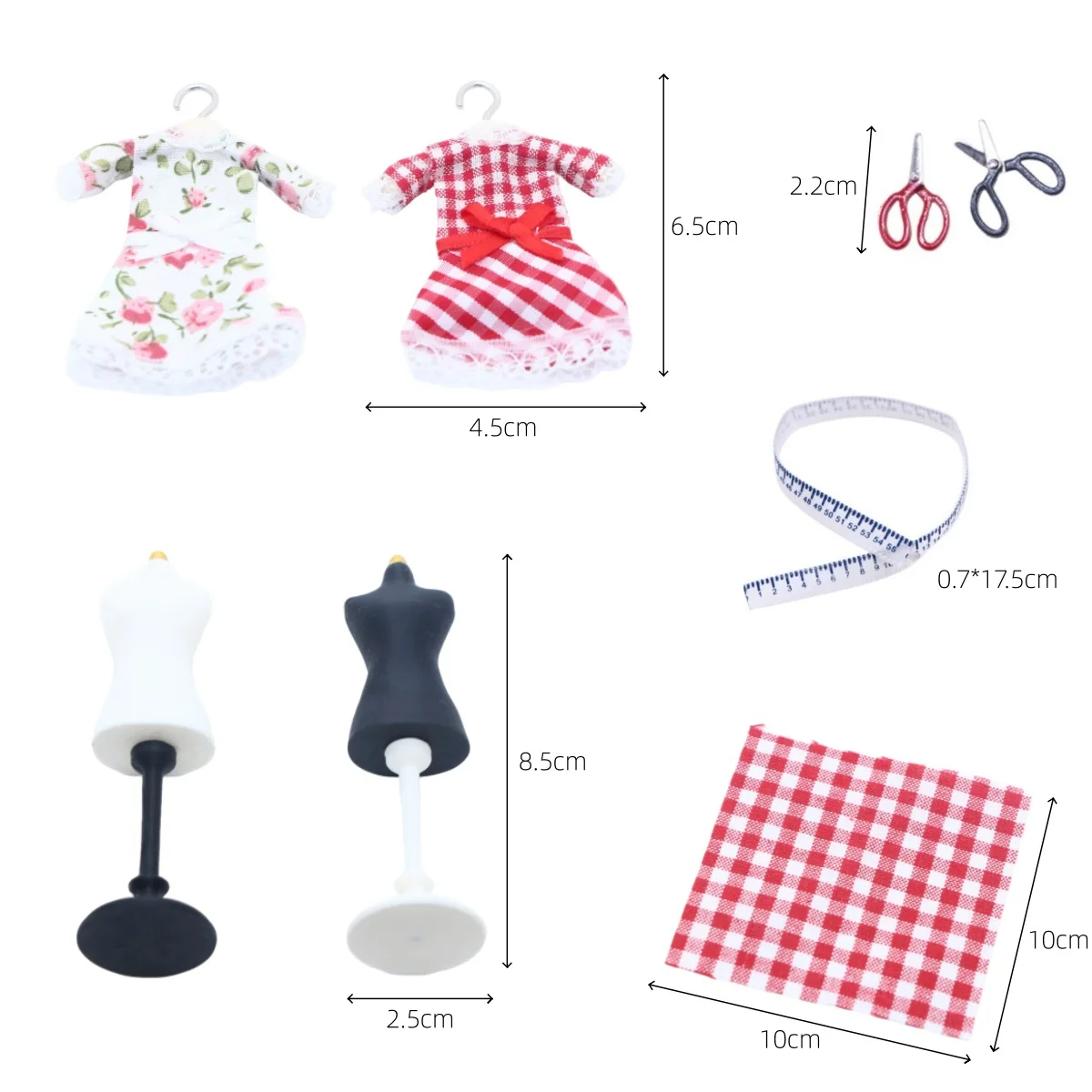 5pcs 12 Scale Miniature Dress Form Set for Dollhouse Mannequin Torso with Sewing Scene Accessories Ideal for Decorative Crafting
