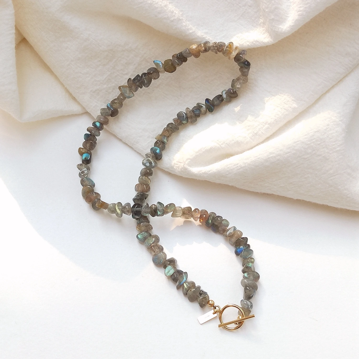 

Lii Ji Natural Labradorite American 14K Gold Filled Necklace Handmade Jewelry