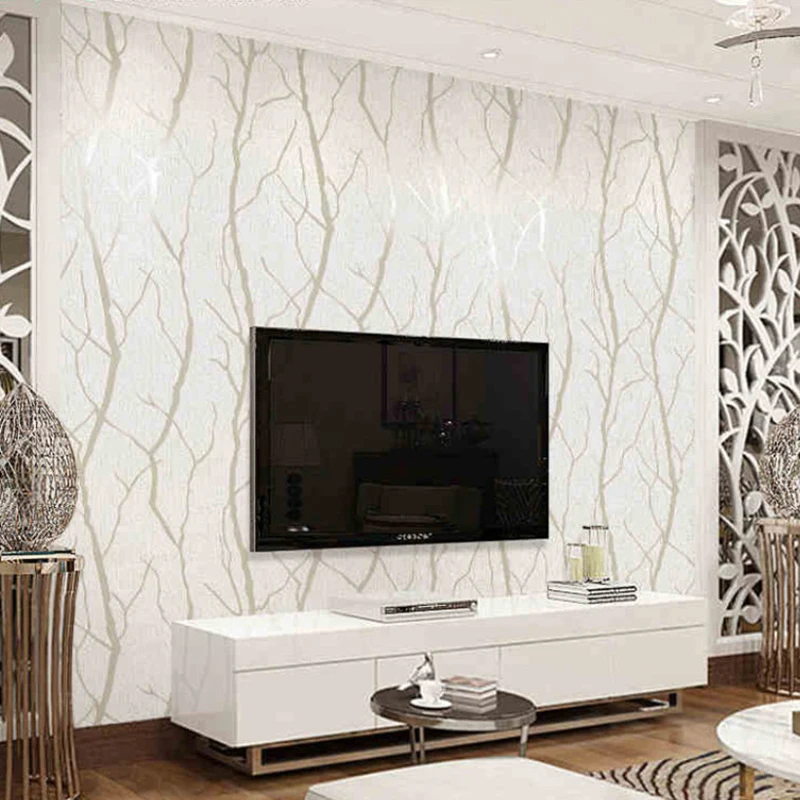 Imagem -04 - Deer Skin Thickened Non-woven Wallpaper Linhas Minimalistas Modernas Veludo 3d Sala de Parede Alta Qualidade Rolo