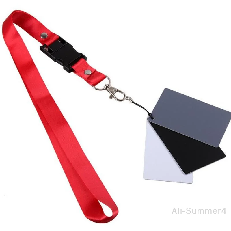 3 في 1 بطاقات توازن رقمية بحجم الجيب باللون الأبيض والأسود والرمادي بطاقة رمادية بنسبة 18% مع حزام للرقبة لون التعرض للتصوير الرقمي #5